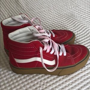 Red Sk8 High Top Vans 6.5 women’s